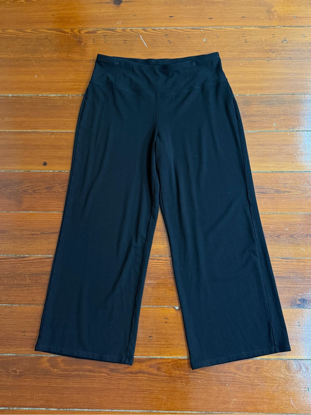 Habitat Black Wide Leg Cropped Stretch Comfort Pants Sz Med 💚🍄